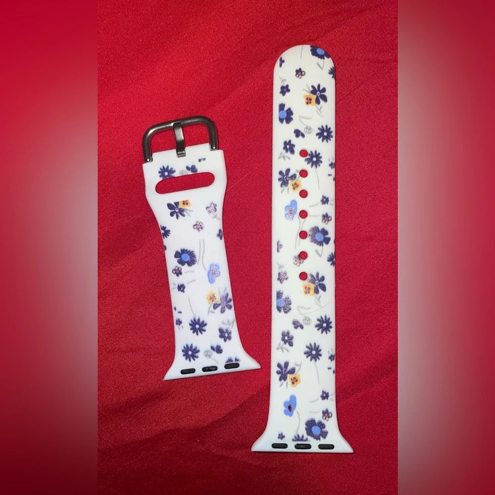 SOLD NEW WATCH BAND WHITE FLORAL PRINT SIZE 48 x 40Mm NEVER USED - Picture 6 of 7